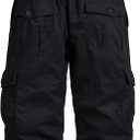 Mylldey Men's Cargo Shorts 3/4 Relaxed Fit Mens Running Shorts 7 Pockets Elastic Waist Cotton Hiking Shorts (Black, L)