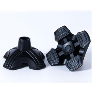 2 Pack 3/4 Inch Self Standing Rubber Cane Tips, Heavy Duty Non Slip Quad Base Walking Cane Tips, Durable 4 Prong Cane Tip Replacement, Rubber Tips for Canes and Walking Sticks (Black)