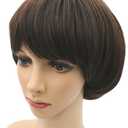 Afro Girls Cosplay Mushroom Wig Short Haircut With Bangs Bob Wig For Black Women (Brown)