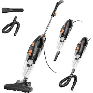 Corded Stick Vacuum Cleaner - Lightweight, Powerful Suction with 450W Motor, 3-in-1 16.4Ft Cord Vacuum Cleaners for Home, Hard Floor, Carpet, Pet Hair Black Orange