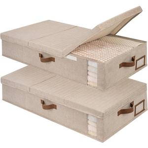 StorageWorks 2-Pack Jumbo Under Bed Storage Bins with Lids, Underbed Storage Containers with Handles and Label Holder, Closet Organizer for Clothes, Blankets, Sweater (Brown)