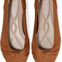 Women's Flats Shoes Comfortable Dressy Pointed Toe Knit Washable Ballet Flat (8.5, Brown)