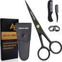 5" Professional Beard & Mustache Scissors Set with Beard Comb & Mustache Comb  Precision Grooming Beard Scissors for All type of Facial Hair, Perfect Beard Hair Scissors Kit with Travel Pouch