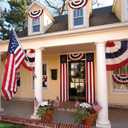 Bradford American Bunting Flags 3x6 ft 2 Pack for Outdoor, Embroidered USA Bunting Flags with 3 Brass Grommets, US Pleated Fan Flag Patriotic Half Fan for 4th of July Memorial Day 250 Anniversary
