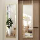 Door Mirror, Over The Door Full Length Mirror, 14"x 48" Door Hanging or Wall Mirrors, Full Body Mirrors, Rounded Corner, Gold