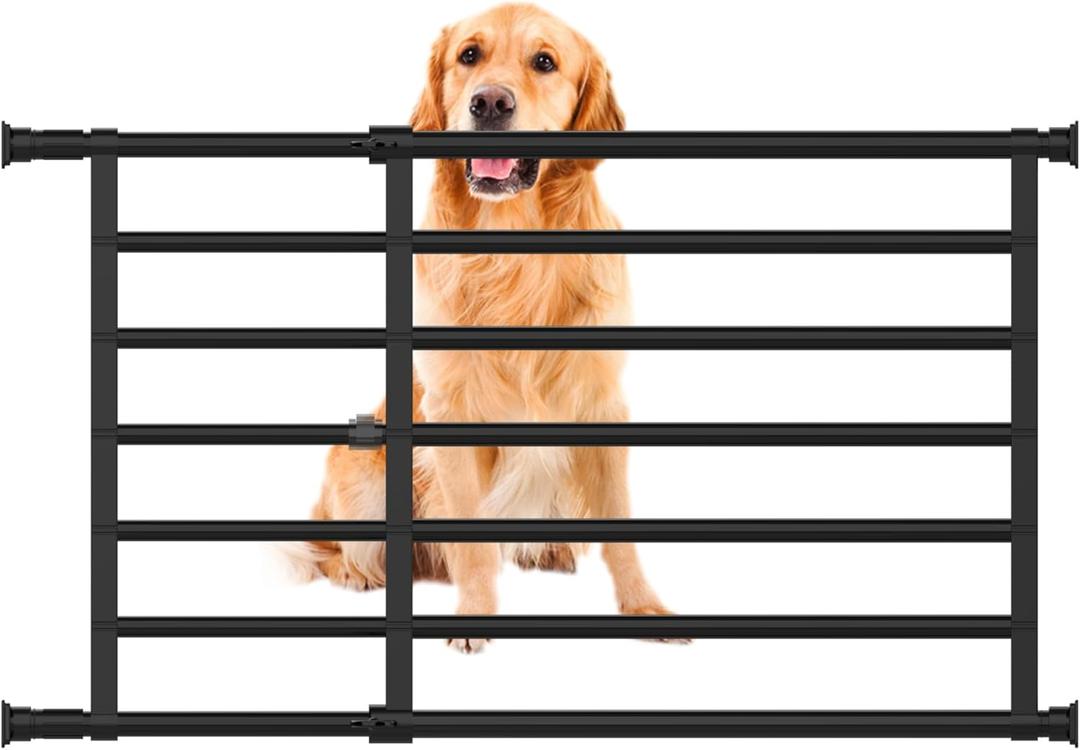 ZenithGate Expandable Dog Gate, 21"-40" Width, Indoor & Staircase, Pressure Mount, Step Over (Large, Black)