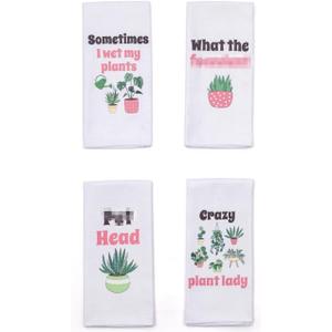 Microfiber Dish Towel Funny Kitchen Towel Set of 4  Plant Lady Themed Pumpkin Kitchen Towel  Durable Decorative TowelsBest Housewarming Gifts, Farmhouse Kitchen Towel, Funny Fall