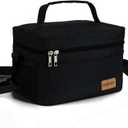 ONFAON Lunch Bag for Men/Women, Insulated Reusable Lunch Box Leakproof Cooler Tote Bag Freezable with Adjustable Shoulder Strap for Office Work Picnic Beach(Black) (7.5L)