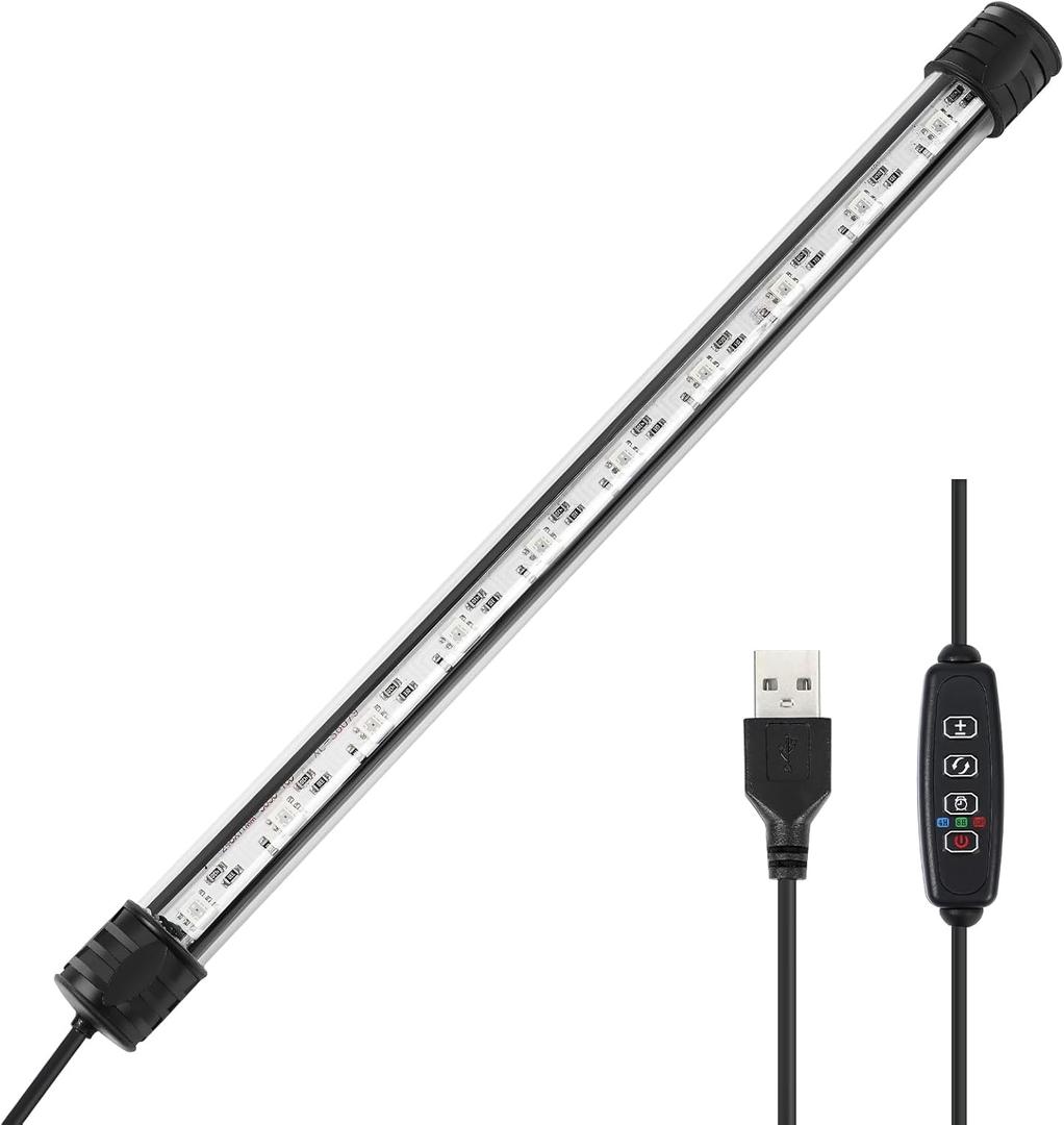 AQUANEAT Aquarium LED Submersible Light 11 Inch, USB Multi-Color Underwater Fish Tank Light, Auto On Off with Timer, Adjustable Brightness (11")