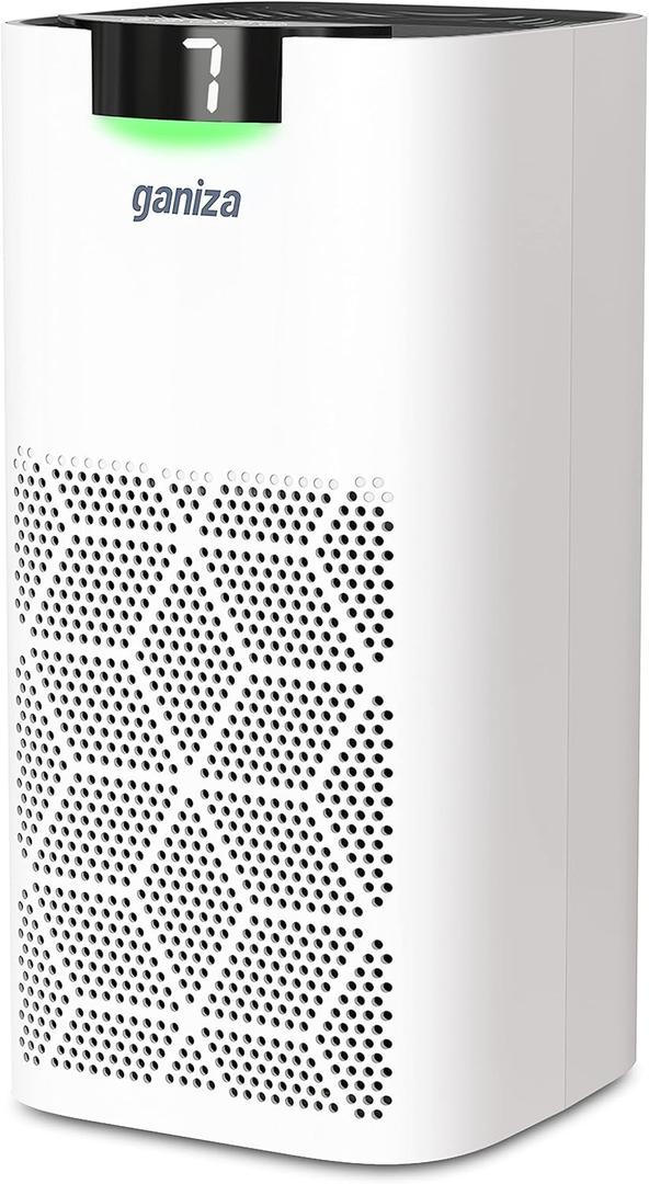 Ganiza Air Purifiers For Home Large Room, 1570ft² Coverage, H13 HEPA Air Purifiers for Pets with PM2.5 Monitor, 23db Air Purifiers for Bedroom Remove Pet Hair Dander Pollen Smoke Dust Odor Eliminator White