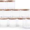 12 OZ Thick Candle Jars for Making Candles 12 Pcs, Empty Jars with Wood Lids for Spice Jars, Sample Container, Clear