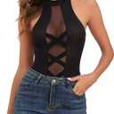 Ladies & Men's story Women Sexy lingerie Cami Garter Lace Up Basque Set with Panty (XX-Large, Black)