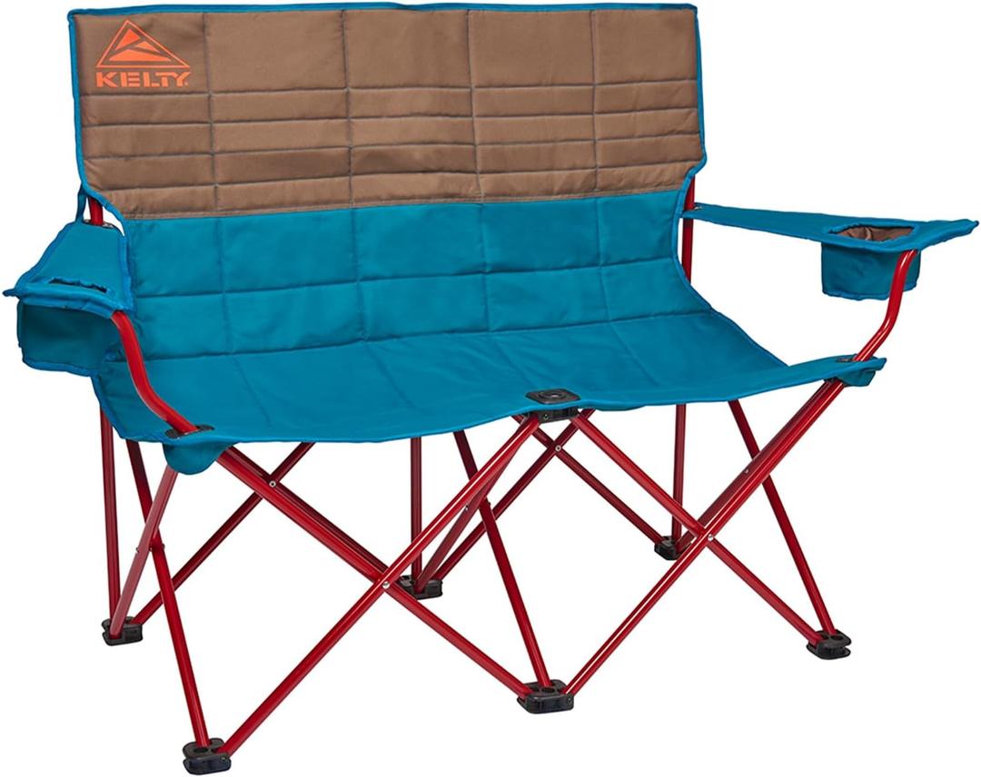 Kelty Loveseat 2-Person Oversized Camping Chair  Folding Heavy Duty Double Camp Seat for Soccer Games, Backyard, Tailgating and Beach Days (Deep Lake / Fallen Rock)