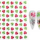 3 x 12 Sheets St Patricks Day Nail Art Stickers - Irish Shamrock 3D Self Adhesive Nails Designs - Green Glitter Nail Stickers for St Patricks Day Accessories for Women - DIY Holiday Nails Decorations