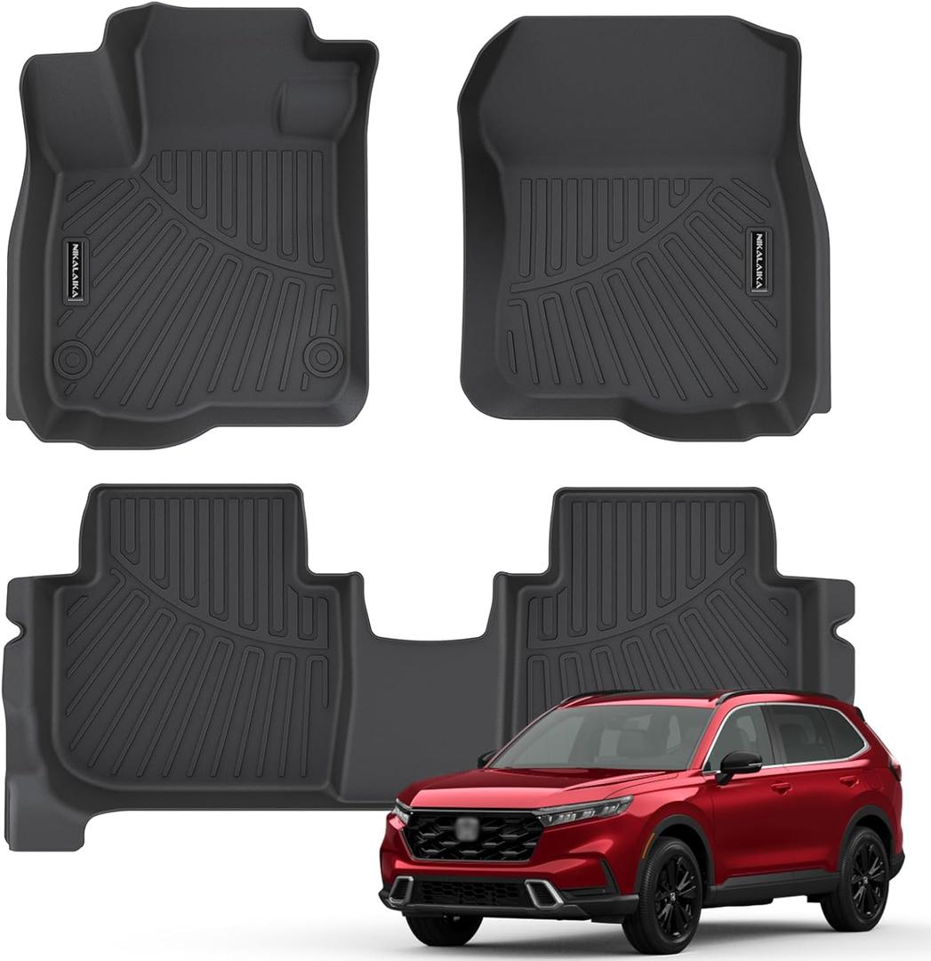 Floor Mats for 2023 2024 2025 Honda CR-V CRV (Include Hybrid) All Weather Protection TPE Rubber Floor Liners for 2024 Honda CRV Hybrid Accessories, Odorless Anti-Slip, 1st & 2nd Row, Black