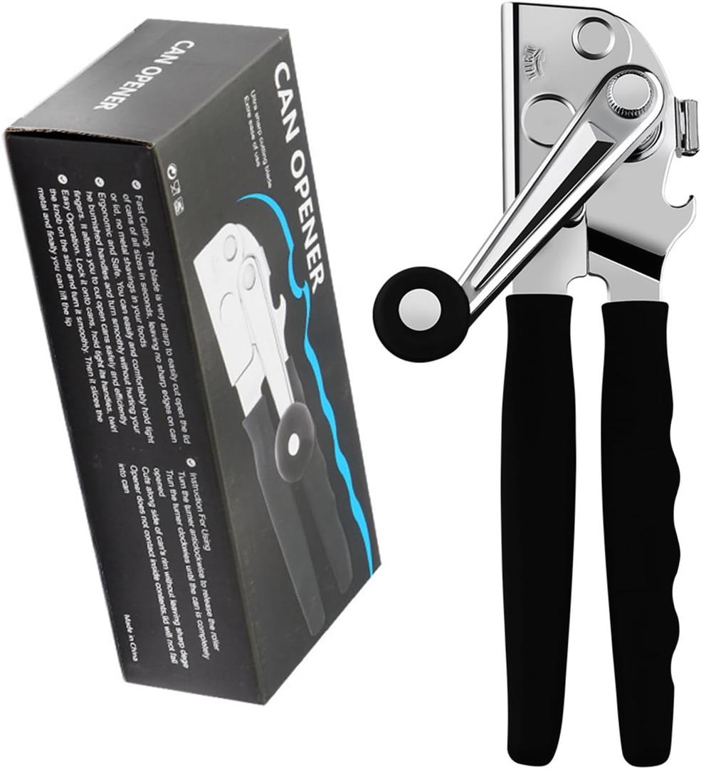 Commercial Can Opener DENENTT Professional Manual Can Opener Heavy Duty - Ergonomic Extended Handles & Smooth Edge Design, Effortless Handheld Tool for Large Cans, Kitchens, Seniors