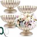 4 Pcs Metal Compote Bowl for Centerpiece Flower Holder Small Compote Vase Decorative Indoor Outdoor Flowers Fruits Plant for Valentine's Day Wedding Home Party Decoration (Silver)