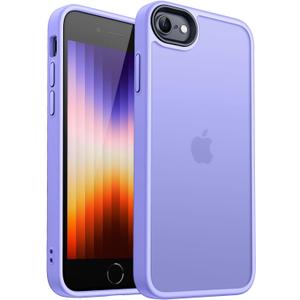 CANSHN Matte Case for iPhone SE 3/2 (2022/2020), iPhone 8/7, 4.7-Inch [Military Drop Certified] Translucent Back Phone Cover, Anti-Fingerprint - Light Purple