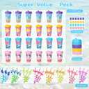 AFZMON 24 Sets Shark Party Favors Goodie Cups With Lids and Silly Straws Bulk, Shark Birthday Decorations for Kids Bags Stuffers Gifts