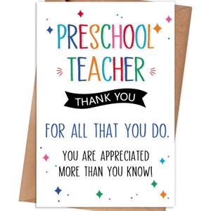 2 x Thank You Card Gift for Preschool Teacher, 8 X 5.3 Inches