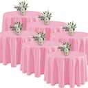 Fitable 6 Pack Pink Round Tablecloths - 120 Inches in Diameter - Stain Resistant and Washable Table Clothes, Polyester Fabric Table Covers for Wedding, Party, Banquet, Formal Events