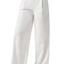 Willit Women's Linen Pants Wide Leg Work Dress Pants Casual Slacks Business Pants with Pockets (Medium, White)