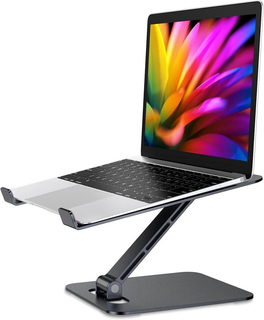 RIWUCT Foldable Laptop Stand, Height Adjustable Ergonomic Computer Stand for Desk, Aluminum Portable Laptop Lecterns Riser Notebook Mount