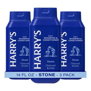 Harry's Men's 2 in 1 Shampoo and Conditioner for All Hair Types - New Stone Scent - (3 Pack) 14 fl oz - No Parabens or Sulfates