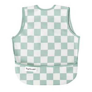 Twinkle Short Sleeve Apron Baby & Toddler Bib  Waterproof, Mess-Proof Bibs for Eating & Feeding, Machine Washable, Perfect Holiday Gift (Green Checkers, 624M)