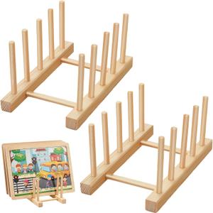 Barydat 2 Pcs Wooden Puzzle Display Stand Jigsaw Holder Rack Puzzle Storage Organizer Shelf for Adults Craft Collection Lovers