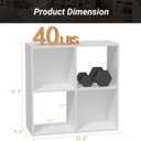 4-Cube Bookshelf, Open Back Storage Shelves, Heavy Duty Wood Cubby Organizer for Small Spaces, Dorm Room Apartment Office, Unit for Book Toy Record Player Display (White, 4-Cube)