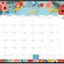 2025-2026 Desk Calendar - Large Desk Calendar 2025-2026, JUL. 2025 - Dec. 2026, 22" x 17", 18-Month with Corner Protectors - Blue Floral