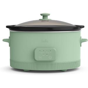 bella 6.0 Qt Programmable Slow Cooker, Ceramic Nonstick Coating, Adjustable Temperature & Cooking Times, Dishwasher Safe Stoneware Pot & Tempered Glass Lid, Tangle Free Cord Wrap, Seaglass