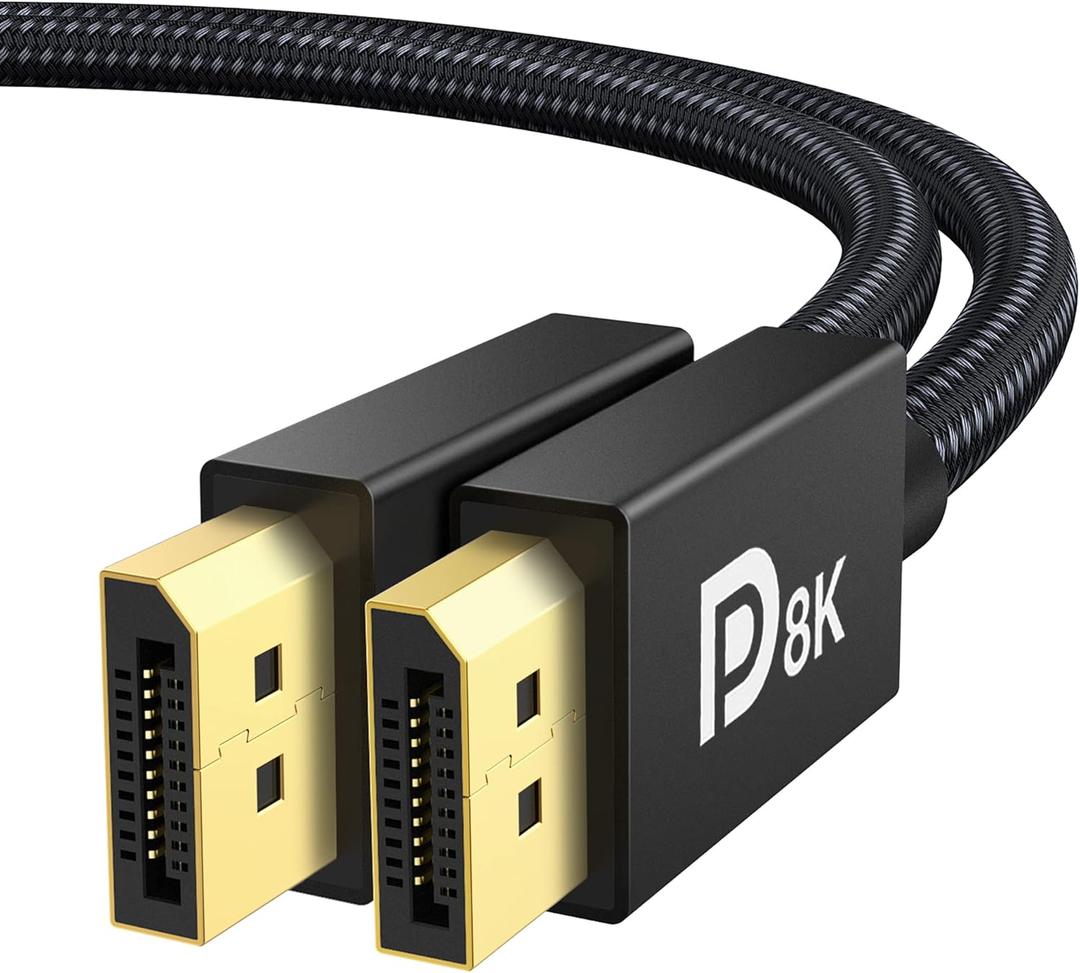 IVANKY 8K DisplayPort Cable 1.4, VESA Certified DP Cable 6.6ft (8K@60Hz, 4K@144Hz, 2K@240Hz)HBR3 Support 32.4Gbps, HDR, HDCP 2.2, FreeSync G-Sync, Braided Display Port for Gaming Monitor, Graphics, PC (6.6 Feet)