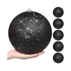 Zubebe 6 Pcs 8" Extra Large Outdoors Christmas Balls Ornaments Jumbo Oversized Christmas Tree Decorations Giant Hanging Xmas Plastic Balls Ornaments for Lawn Yard Decoration (Black Glitter)