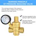 Water Pressure Regulator 3/4 inch with Gauge, Made of 100% High Hardness Brass, Adjustable Water Pressure Reducing Valve Water for Home DN20