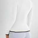 ZESICA Women's Long Sleeve Crewneck Shirts Spring Knit Slim Fitted Casual Basic Tee Sweater Tops (White, M)