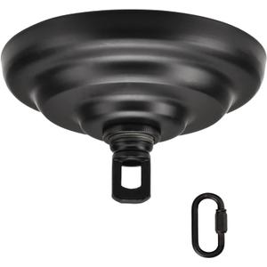 KC&KST Vintage Steel Canopy Kit with Hardware for Chandelier or Swag Light Fixtures, Heavy Duty,5 in Diameter, Includes Loop, Cross Bar and Mounting Screws, Black