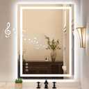 STARLEAD Led-Bathroom-Mirror-with-Lights, 24"X32" Wall-Mounted with 3 Colors Dimmable Light, Bluetooth Speaker, Anti-Fog, Memory, Tempered Glass, Front & Backlit (Horizontal/Vertical)