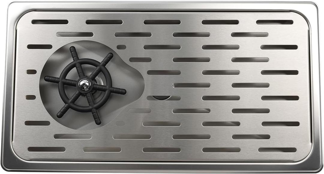 Pitcher Washer, Espresso Washer and Spray, Pitcher Rinser Drainage and Drip Tray, 304 Stainless Steel Bar Glass Washer Sink, Suitable for Home Kitchen, Hotel, Coffee Shop, Restaurant (Silver)