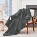 MAXEVE Heated Blanket Electric Throw 50"x60" Soft Double Sided Sherpa Heating Blanket with 8 Fast Heating Levels & 1-8H Auto-Off,Over-Heat Protection,Machine Washable,ETL Certification, Grey