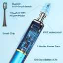 Rtauys S5 Upgraded Sonic Electric Toothbrush for Adults and Kids Ages 12+ with 8 Brush Heads, IPX7 Travel Toothbrush with Case, 2.5 Hours Charge for 120 Days, 5 Modes with Built-in Smart Timer Black