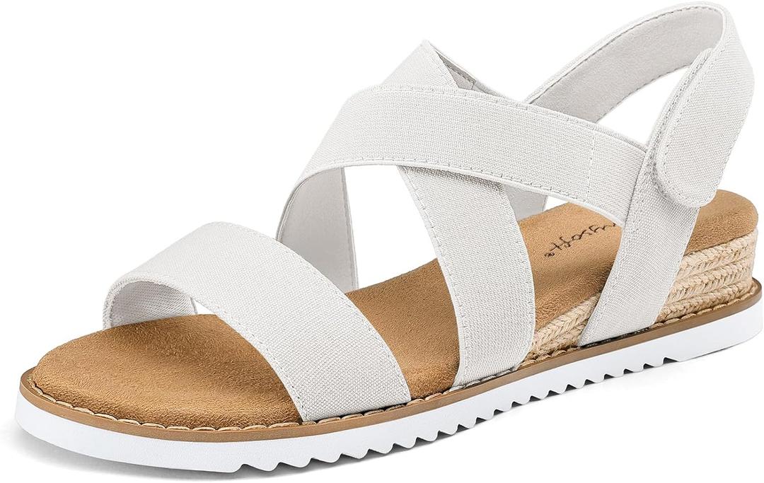 mysoft Women's Wedge Sandals Casual Low Heel Comfortable Walking Espadrilles Elastic Strap Slip on Shoes
