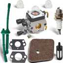 ALL-CARB 4140 120 0619 C1Q-S186 Carburetor Kit Replacement for Stihl FS45 FS46 FS46C FS55 FC55 FS55R FS55RC FS38 FS45C String Trimmer Weed Eater C1Q-S186A C1Q-S186B