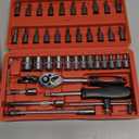 Egofine 46 Pieces 1/4 inch Drive Socket Ratchet Wrench Set, with Bit Socket Set Metric and Extension Bar for Auto Repairing and Household, with Storage Case