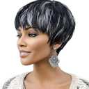 DOcute Black and Grey Short Cut Wigs For Black Women Salt And Pepper For Women Pixie Human Glueless For Black Women Glueless Bob Short Wig Human Hair Pre Plucked Pre Cut No Knots And No Hair Loss