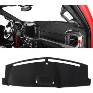 Pigenius Dash Cover for Ford F-250 F-350 F-450 F-550 2023-2026, Custom Fit Non Slip Dashboard Mat for Models Without HUD with Center Speaker with 2 Glove Boxes, Polyester Dashboard Cover Black