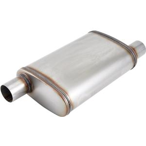 Universal 409 Stainless Performance Exhaust Muffler, 2.5 in offset Muffler, 2.5 in 2.5 out, straight through (4 * 9 * 18 * 24)