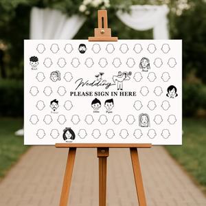 New Wedding Guest Book Alternative  23.6" x 15.7" Canvas Sign-in Board  Unique & Interactive Guestbook Where Guests Draw Their Faces  Fun Bridal Shower or Reception Idea