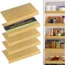 Wire Shelf Covers, Bamboo Wire Rack Covers for Pantry, Closet, Kitchen (5pcs, 32" W x 16" D, Natural)